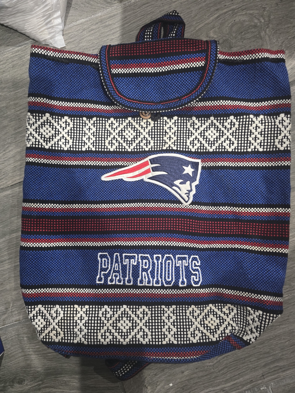 New England Patriots Woven Backpack Blue Red White Embroidered